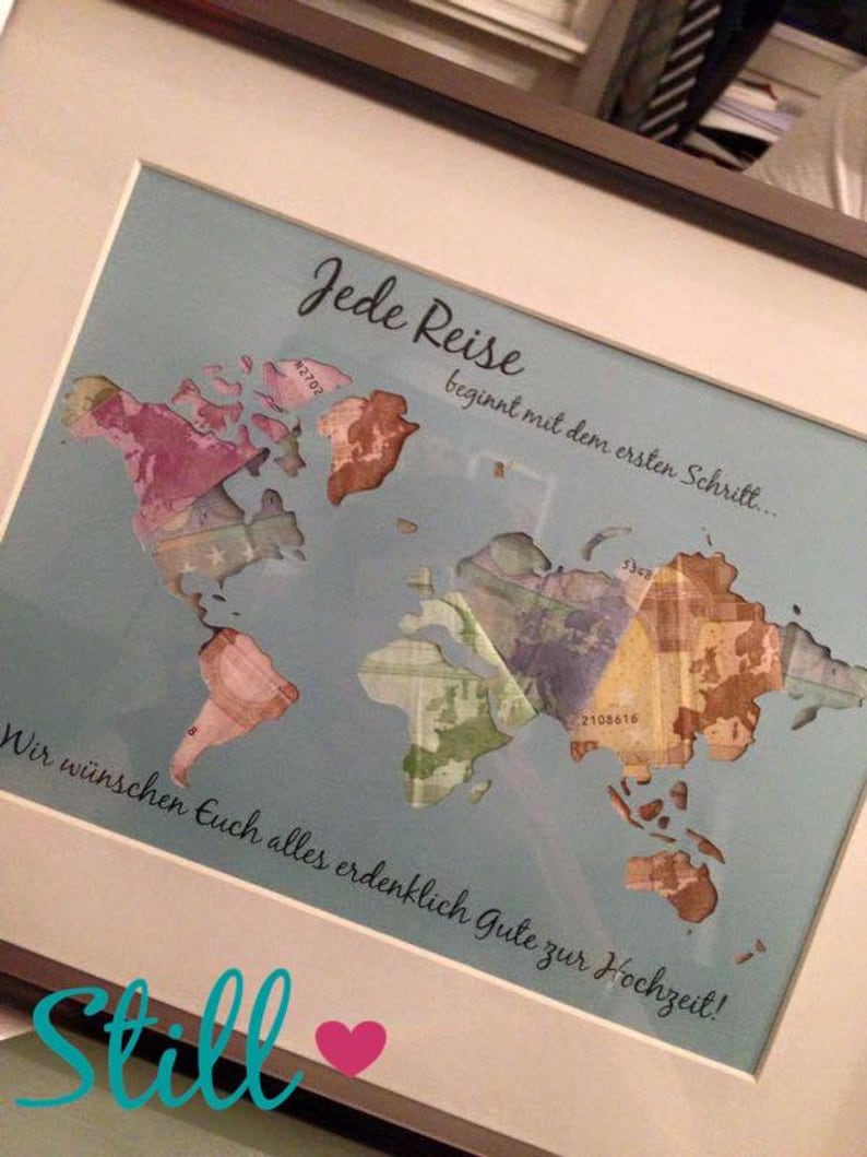 Geldgeschenk Hochzeit Weltkarte Etsy.de