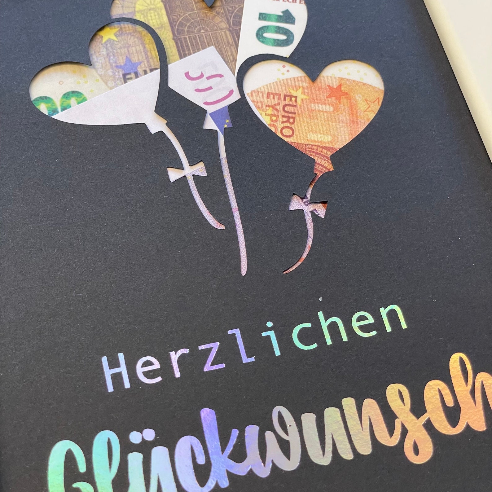 Geldgeschenk mit HerzLuftballons Herzlichen Glückwunsch DIY Etsy.de