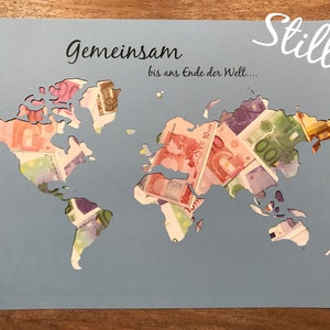 Geldgeschenk Hochzeit Weltkarte Gemeinsam Bild 1