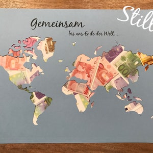 Cadeau d'argent de mariage *carte du monde* ensemble