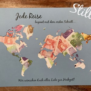 Geldgeschenk *Weltkarte* Jede Reise .. Alles Liebe