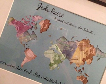 Individual gift idea * map * money gift to the wedding