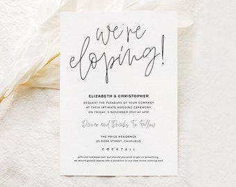 We Eloped Chalkboard Rustic Elopement Wedding Announcement Cards We Eloped Party Invites Marriage Reception Invitation Unique Card Stock Custom Personalized Simple Elegant Theme Design