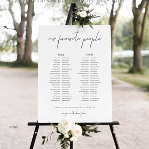 Hochzeit Sitzplan Lange Tische, Unsere Lieblingsmenschen, Bankett Tisch Plan, Moderne Sitzplan Vorlage