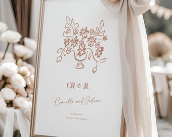 Mediterranean Wedding Welcome Sign Template: Elegant Printable Decor (Digital Download
