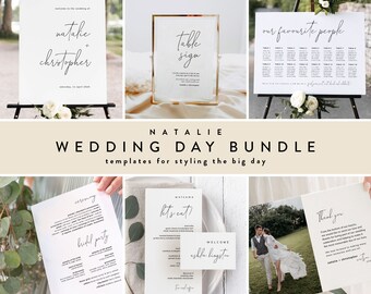Modern Minimal Wedding Invitation Mega Bundle Save The Date Template Wedding Invite Packages Digital Download