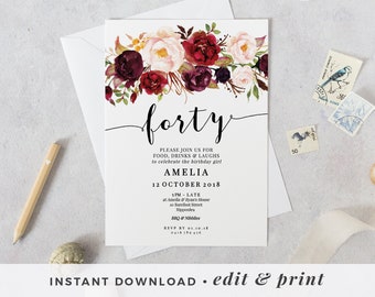 birthday invitation template etsy