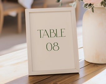 Modern Wedding Table Numbers Template, Printable Table Numbers Download, Wedding Reception Table Decor Signage, #Revelry