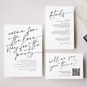 Afdrukbare sjabloon huwelijksuitnodiging, Come For the Love Stay For The Party, leuke bruiloftsuitnodigingen, digitale download, #Soul Love