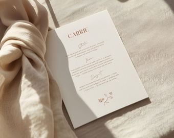 Botanical Wedding Menu Template with Guest Name (Digital Download)