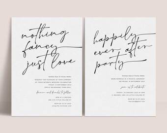 Minimalist Wedding Invitation Set, Happily Ever After Party (Digital Download)