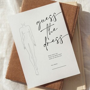 Guess The Wedding Dress, rustieke vrijgezellenfeest spelsjabloon, Draw The Dress Game Card, afdrukbaar vrijgezellenspel, #Soul Love