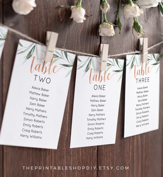 Seating Chart Cards For Wedding