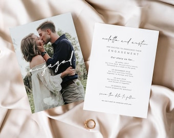 Engagement Announcement Card, Our Love Story, We're Engaged, Engagement Invitation Template, Digital File