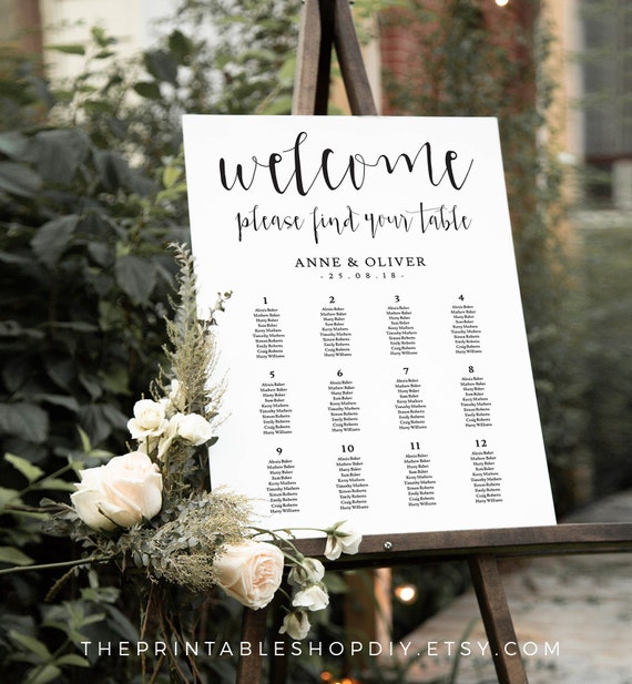 Etsy Wedding Seating Chart Template