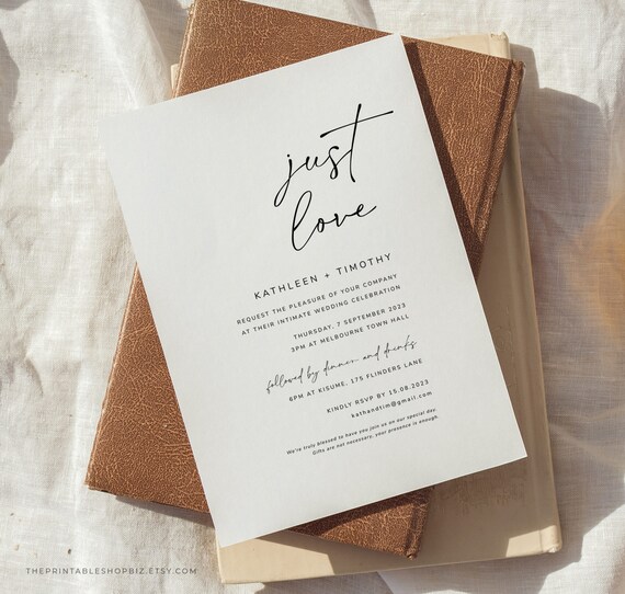 Simple Wedding Invitation Template Minimalist Modern Wedding Etsy