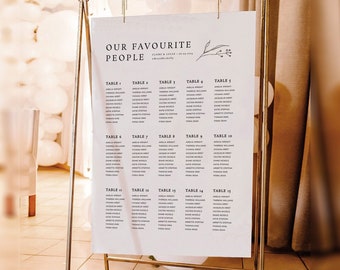 Our Favourite People Seating Chart Template, Printable Wedding Seating Plan, Rustic Seating Chart Download, PERENNIAL