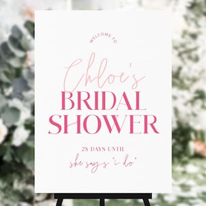 Pink Bridal Shower Sign Download, Printable Bridal Shower Welcome Sign Template, Modern Bridal Shower Decor, Pretty in Pink