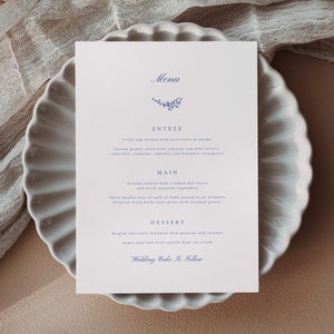 Classic Wedding Menu Cards, Floral Menu Template, Printable Wedding Menu with Name, Reception Decor, Vintage Fairytale