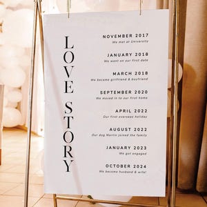 Our Love Story Date Wedding Sign Template, Modern Wedding Decor, Our Story Timeline, Printable Love Story Signage, #Initials