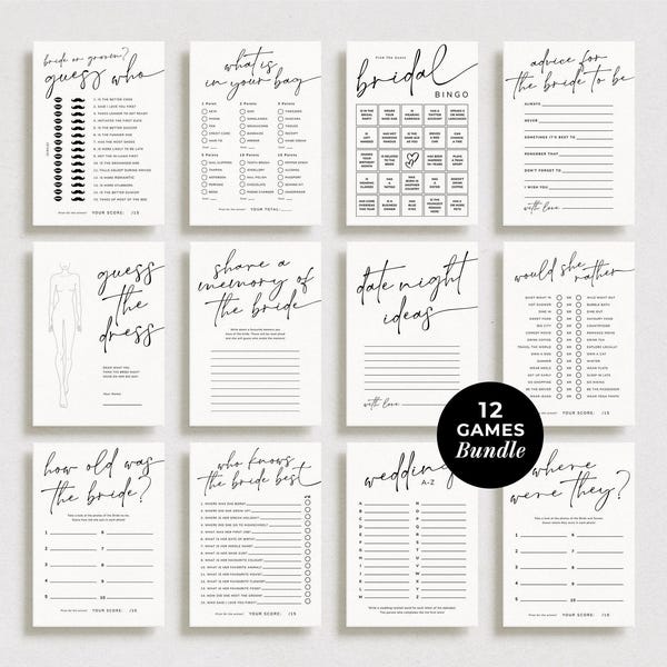 Printable Rustic Bridal Shower Game Bundle, Bachelorette Game Template, Would She Rather, Bridal Bingo, Advice For Bride Card, #Soul Love