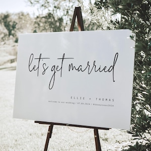 Modern Boho Wedding Welcome Sign Editable, Printable Wedding Sign Template, Let&#39;s Get Married, Instant Download, Lovers