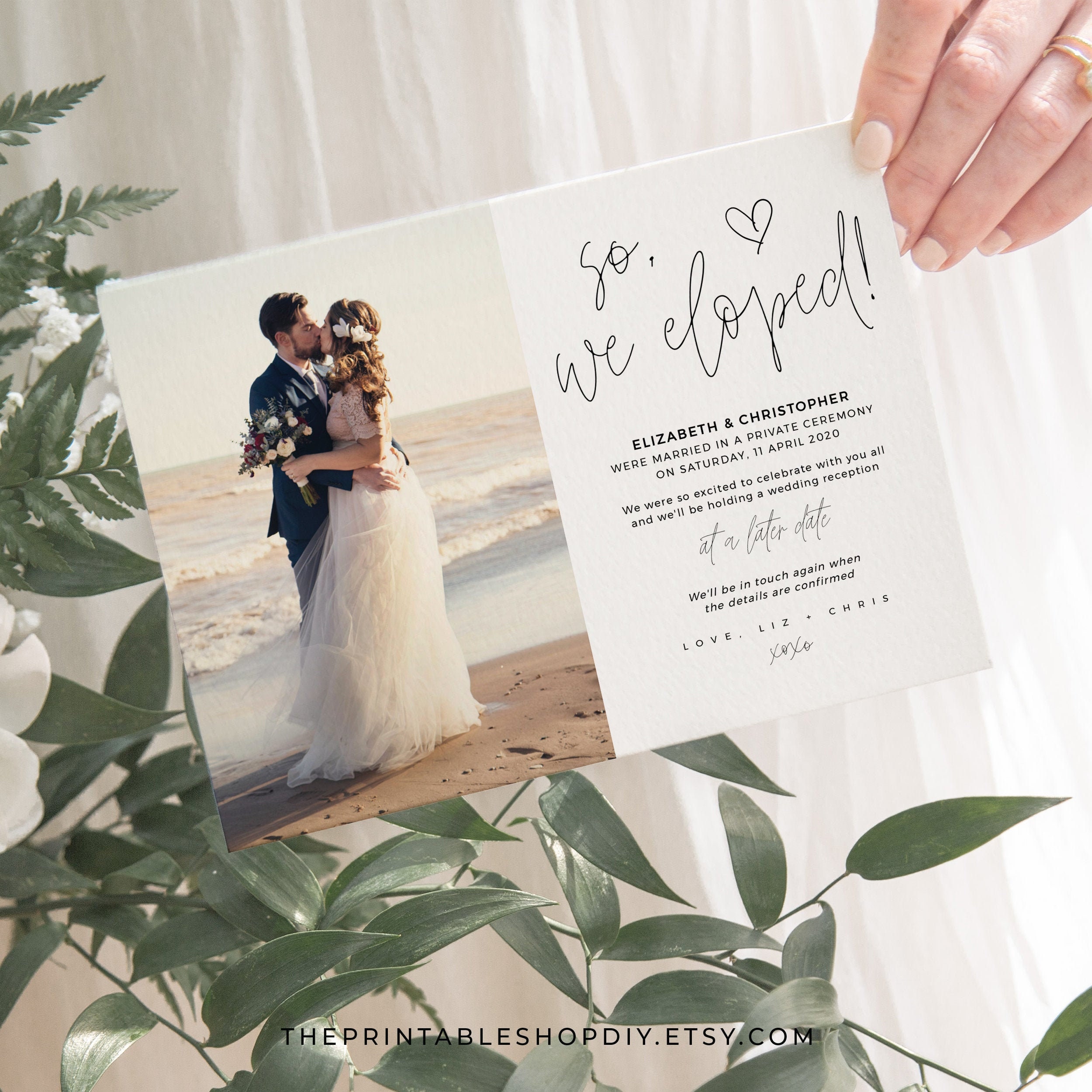 Elopement Announcement With Pictures We Eloped Template