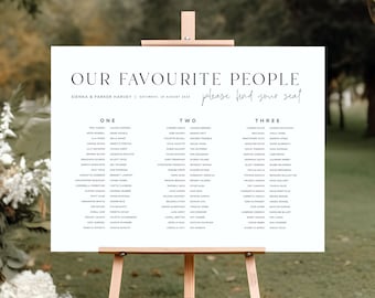 Modern Wedding Seating Chart Template, Printable Seating Plan Wedding Sign, Reception Signage, Digital Download, VIENNA