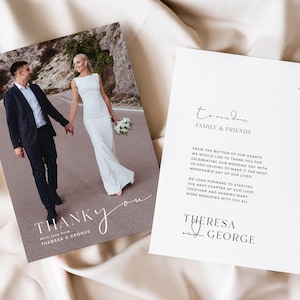 Wedding Photo Thank You Card Template, Thank You For Coming Card, Printable Wedding Thank You Photo Cards Download, Monogram