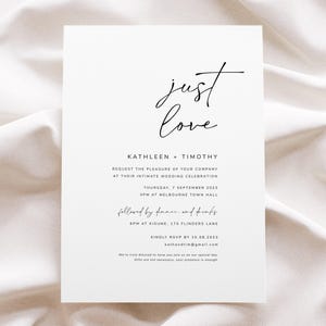 Simple Wedding Invitation Template Minimalist, Modern Wedding Invites Download, Intimate Wedding Invitation, #Soul Love