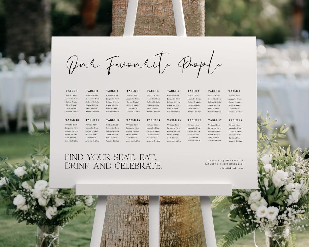 Seating Chart Our Favourite People, Modern Minimalist Seating Plan