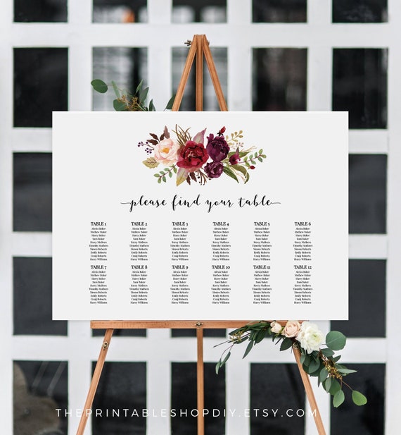 Etsy Seating Chart Template