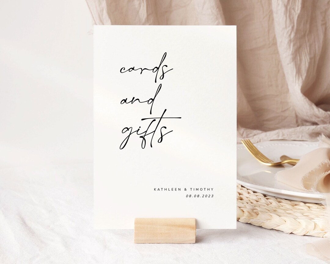 Cards and Gifts Sign Printable, Modern Boho Wedding Sign Template ...