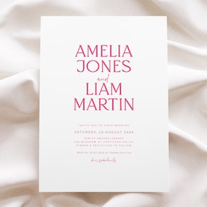 Printable Wedding Invitation Template Download, Pink Wedding Invites Modern, Elegant Wedding Invitation Editable, #Adore