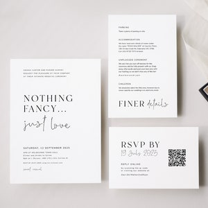 Rien d'extraordinaire, juste l'amour, modèle de suite de faire-part de mariage, ensemble d'invitations de mariage intimes, lot d'invitations minimalistes modernes, #Vienne