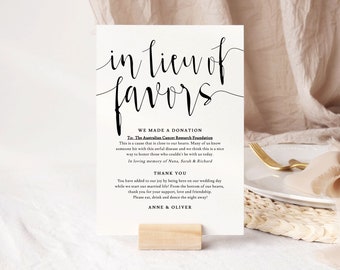 In Lieu Of Favors Sign, Wedding Favors Sign Template, Wedding Favours For Guests, Rustic Wedding Sign Download, ANNE