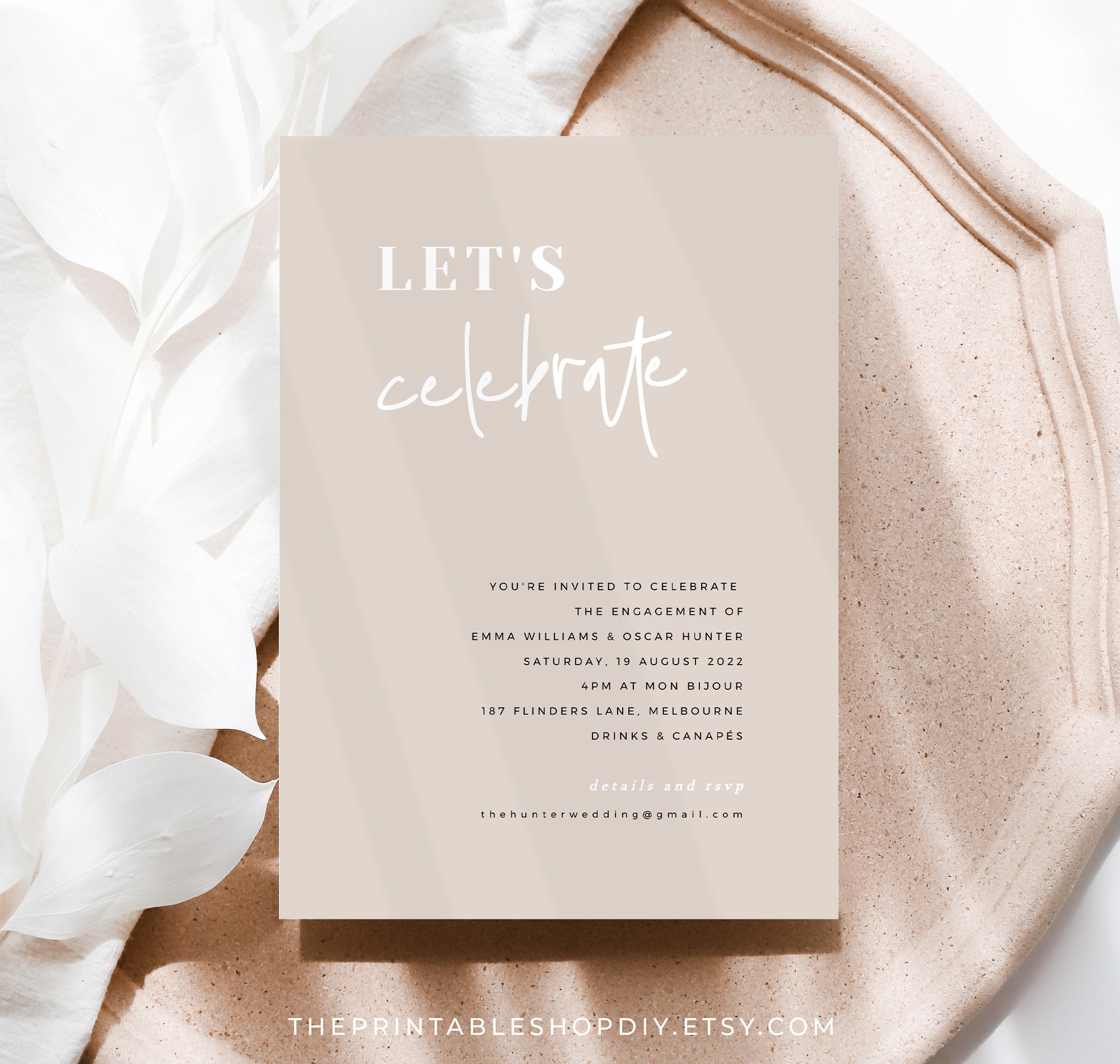 Let's Celebrate Invitation Modern Engagement Party - Etsy