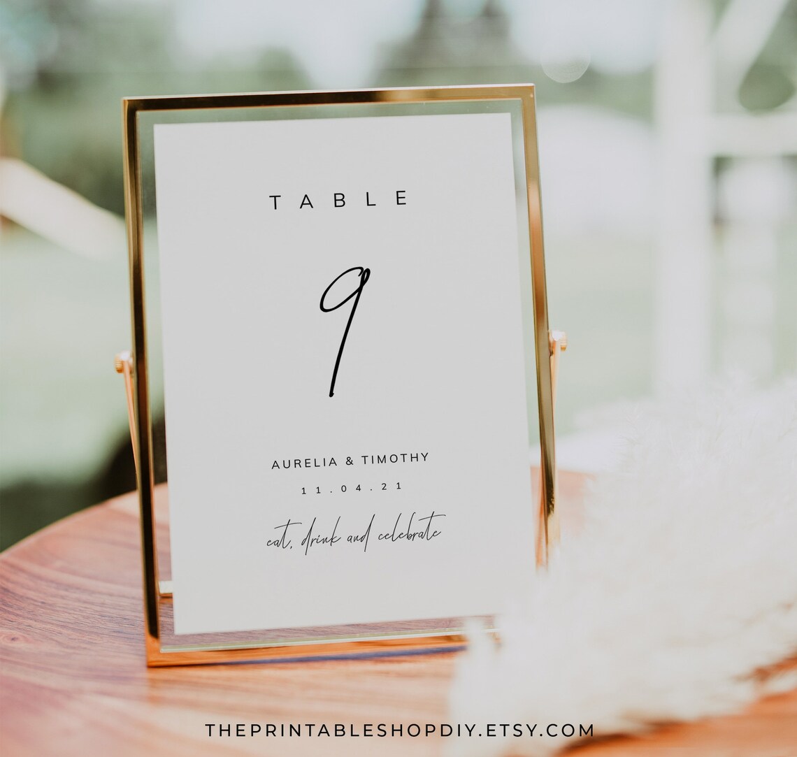 Printable Table Numbers Black and White Modern Wedding Table Etsy