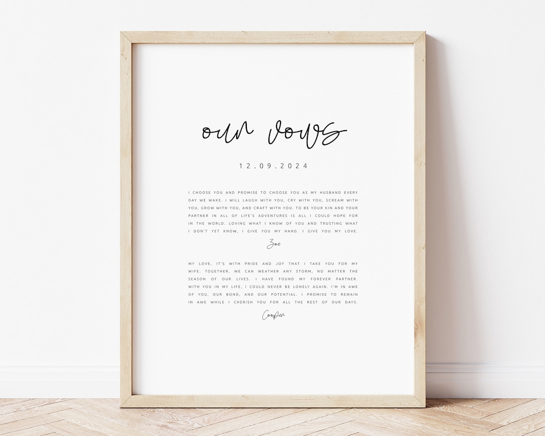 Printable Wedding Vows Keepsake Template Download, Wedding Anniversary ...