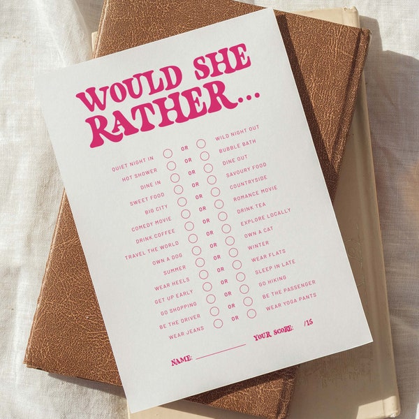 Would She Rather Bridal Game, Printable Bridal Shower Game Template, Editable Hens Party Game, Digital Download, #Team Bride