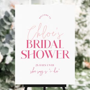 Brautdusche Willkommensschild Hot Pink, Modernes Brautparty Dekor Boho, Hens Party Signage Vorlage Download, Pretty in Pink Bild 4