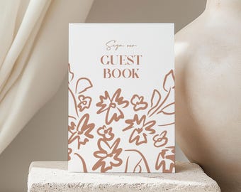 Elegant Wedding Guest Book Sign Template: Printable Reception Decor (5x7" Digital Download)
