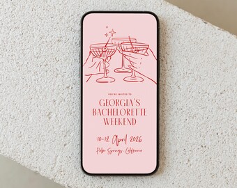 Bachelorette Weekend Invitation Itinerary Template: Paint and Sip (Digital Download, 3 Pages)