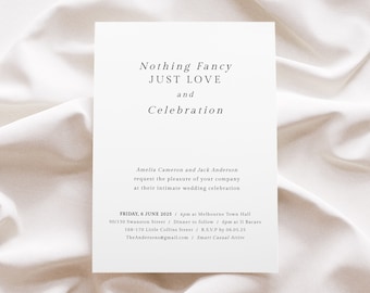 Nothing Fancy Just Love Invite, Printable Intimate Wedding Invitation Template, Small Wedding Invites, Digital Download, #Poetic