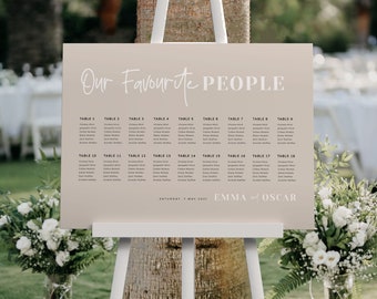 Our Favourite People Table Plan, Printable Seating Chart Template, Modern Wedding Seating Plan Sign Download, EMMA