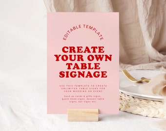 Wedding Table Signs Template, Printable Wedding Signage Bundle, Create Your Own Sign, Custom Sign Download, #Sweet Thing