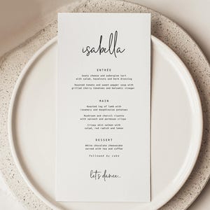 Modern Wedding Menu Template, Minimalist Menu with Name, Rustic Wedding Reception Ideas, Printable Menu Cards, Lovers