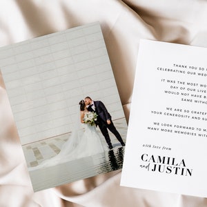 Modello di biglietto di ringraziamento per matrimonio, biglietto di ringraziamento per matrimonio con foto digitale da scaricare, ringraziamento per foto di matrimonio, #Weekend a Parigi