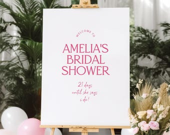 Moderne Rosa Brautparty Schild Vorlage (Digitaler Download)
