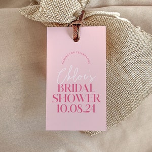 Modèle d'étiquettes de remerciement pour la douche nuptiale, décoration rose pour la douche nuptiale, étiquettes de faveur à imprimer, téléchargement numérique, #Pretty en rose